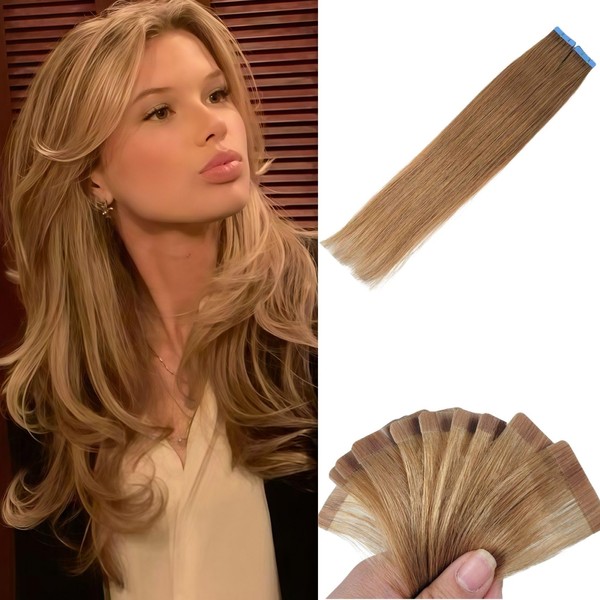 Ash Blonde Tape in Hair Extensions Human Hair Invisible Long