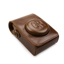 kinokoo - Funda para cámara Ricoh GR/GR II/GR III, piel sintética, protectora Ricoh GR GR II GR III con correa para el hombro, color café