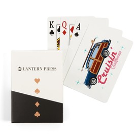 Lantern Press Cruisin California Retro Woody and Surfboard (52 Playing Cards, Poker Size Card Deck with Jokers)