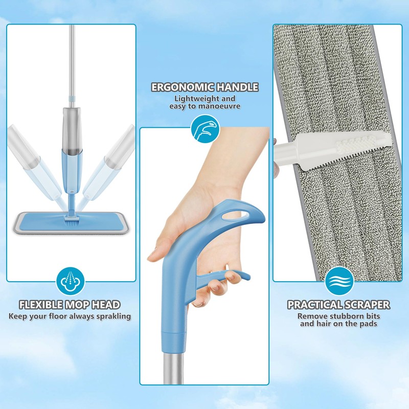 Spray Wet Mops for Hardwood Floor Cleaning: MEXERRIS Floor Mop