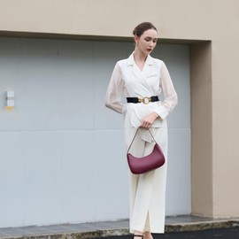 Fashion shoulder Bag for Women's Cute Hobo Tote Handbag Mini Clutch Underarm Purse for Daily Use/Work/Travel/Casual Outings (Crocodile Wine Red)