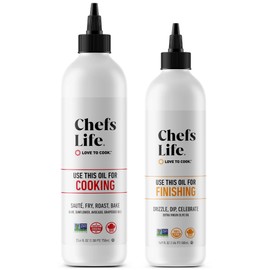 Chefs Life Cooking Oil & Finishing Oil 2 Pack - Extra Virgin Olive and Avocado Oil, Gift Set for Dipping, Dressing, Cooking, Non GMO - 16.9 Fl Oz (2 Squeezable Bottles, Gift Set)