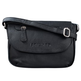 STILORD 'Tamara' Kleine Handtasche Damen Leder Schwarz Umhängetasche Vintage für Frauen zum Ausgehen Abendtasche Partytasche Elegante Echtleder Tasche