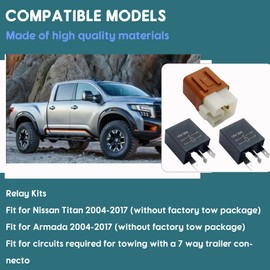 Relay Kits Compatible with Nissan Titan 2004-2017,Armada 2004-2017 Without Factory Tow Package, 6 Pin Brown 25230-7996A for Power Circuit, 4 Pin Grey for Turn Signals (Replace 57000 Relay Plug)