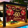Red Black Gold 60th Birthday Banner Decorations for Men Women