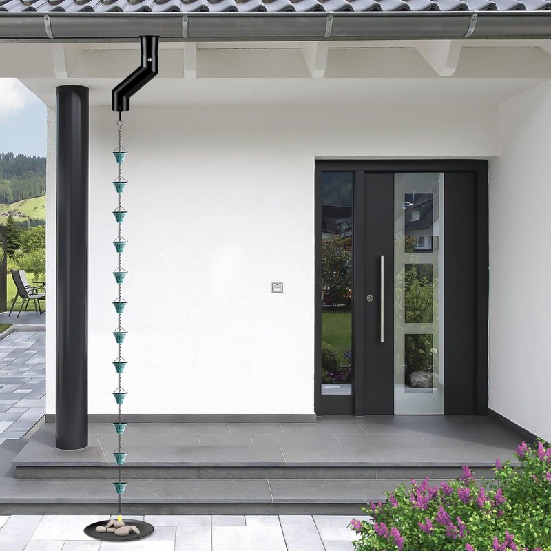 Tfro & Cile Rain Chain Gutter Adapter Black Installation Suit