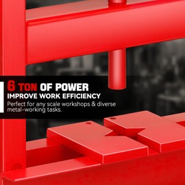 Auto Dynasty 6 Ton Hydraulic H-Frame Shop Press with Movable Stamping Plate, 4-Hole Adjustable Working Range from 0" to 10.2", for Bearing Removal/Installation, Bushing Work, Bending, Straightening