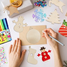 Crafts Christmas Children, 158 Pieces Wooden Christmas Tree Pendants Craft Set, Christmas Wooden Pendants, Christmas Craft Set, Tree Pendant Wood for Painting, Christmas Tree Decoration Christmas