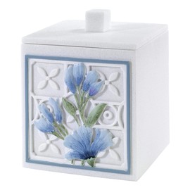 Avanti Linens - Covered Jar, Guest Bathroom Essentials, Floral Home Decor (Garden View Collection)