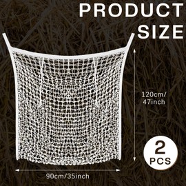 Fabbay 2 Pcs Slow Feed Hay Net Hay Feeder Hay Bags for Horses Goat Stall Trailer Horse Feeding Supplies (White,35 x 47 Inch)