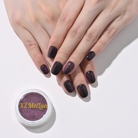 XZMeiLun Chameleon Cat Eye Nail Powder, Big-Capacity 0.8g 9D Magnetic Powder Green Turns Purple Magic Mirror Effect Holographic Nail Art Glitter, Can Mixed with Builder Gel Nail Polish for Use