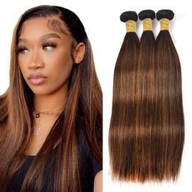 HeioWuio 430 Straight Human Hair 3 Bundles Hair Extensions 24 26 28 Inches