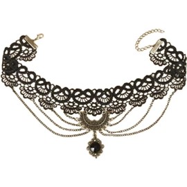 Lace Choker Necklaces Vintage Pendant Necklace Punk Chain Jewellery Accessories for Women for Prom Costume Party Cosplay (Style 2, One size)
