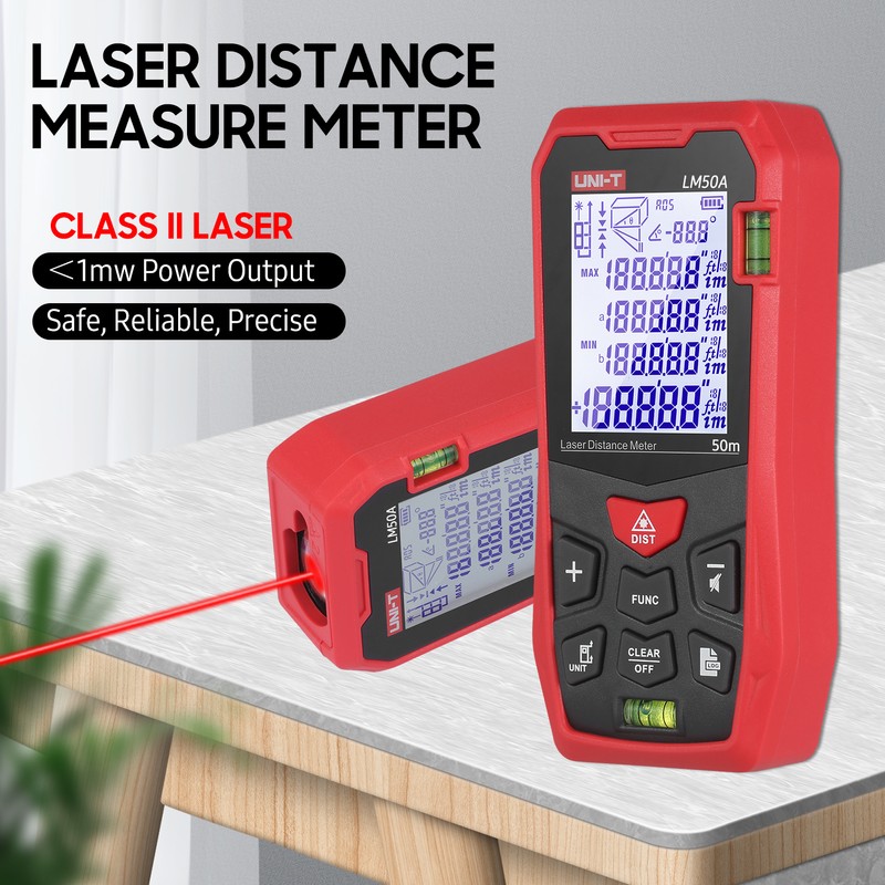 UNI-T LM50A Laser Distance Measure Meter 50M with 2 Bubble