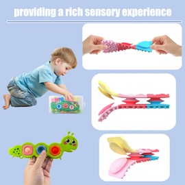 7Pcs Fidget Popper Sensory Toys for Toddlers, Sensory Push and Popping Bubbles Montessori Toy, Textured Stretchy Suction for Kids with Autism, Pop Fidget Toys Travel Toys Classroom Gifts for Kids