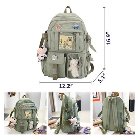 Yoaujeo Kawaii Backpack Lovely Pastel Rucksack for Teen Girls, Cute Aesthetic Bookbag for School with Kawaii Pin and Accessories (Pink)