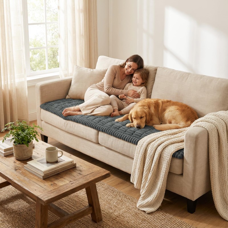 Smiry Couch Cover for Dogs Washable, Non Slip Fuzzy Pet