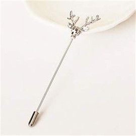 Christmas Gift Jewelry Deer Head Elk Brooch Pins Gold Silver Plated Long Pins with Cute Animal Antlers Brooch Jewelry for Women Men (silver)