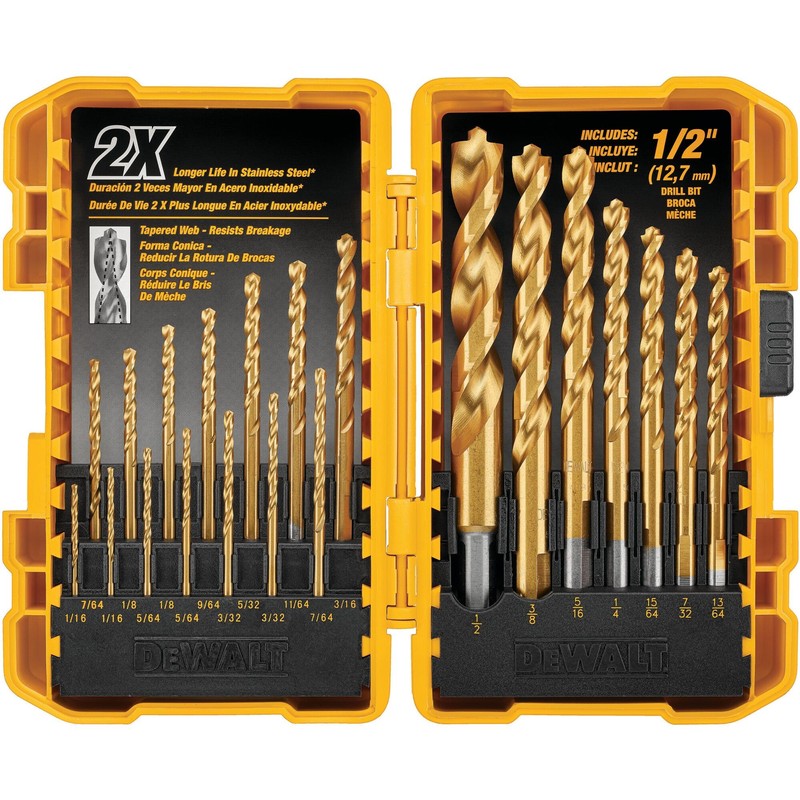 DEWALT Titanium Nitride Coated Drill Bit Set, Pilot Point, 21-Piece