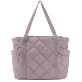 Caistre Tote Bag for Women Puffy Quilted Handbag Lattice Nylon Shoulder Bag Zip Bilateral Diamond Large Travel Work Gym