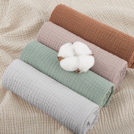 Susurration Muslin Cloths for Baby, 100% Cotton Baby Muslin Squares Cloths for Newborn Boy and Girl, Soft, Breathable and Extremely Absorbent Baby Muslin Burp Cloths, 60 x 60 cm, 5 Pack