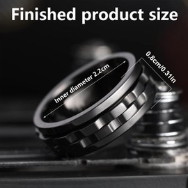 QZKJQDD Men's Anxiety Ring, Mens Black Gear Spinner Rings, Stainless Steel Fidgets, Gear Fidget Ring, Stress Relief Fidget Ring, For Men Women