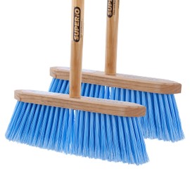 Superio Kitchen Broom - USA Wood Handle, Fine Premium Blue Bristles - Heavy Duty Household Broom - Easy Swiping Dust and Wisp, Home, Kitchen, Lobby, Floors and Corners 2-Pack