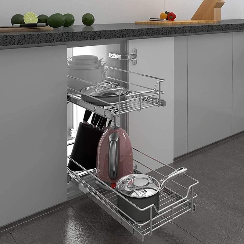 2 Tier Pull Out Cabinet Organizer 11" W X 22"