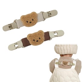 BOCAIDHK Anti-Drop Shoulder Clip Set to Prevent Strap Slipping for Kids Pants, Elastic Buckle, Baby and Child Use, 2-Piece Set, bears