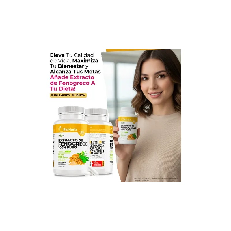 BioHerb | Fenogreco Extracto 100% Puro (360 Capsulas 500mg) [Potente