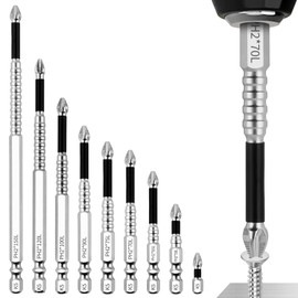 9Pcs Upgrade High Magnetic Screwdriver Set, 2025 New Anti Slip PH2 Magnetic Electric Screwdriver Drill Set，K5 Impact Resistant Non Slip Bit（25mm、50mm、65mm、70mm、75mm、90mm、100mm、120mm、150mm)