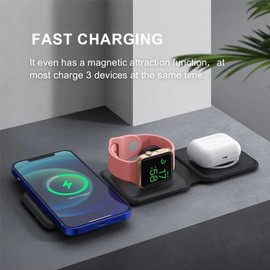 Wireless Charger 3 in 1 with Adapter,Fast Wireless Charging Station,Wireless Charging Pad Compatible with 15/14/13/12/11 Series,AirPods 3/2/Pro 2/Pro,iWatch Ultra/8/7/6/5/4/3/2/SE