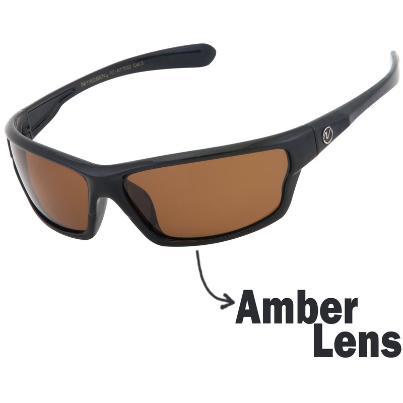 Nitrogen Men's Rectangular Sports Wrap 65mm Polarized Sunglasses (Black with