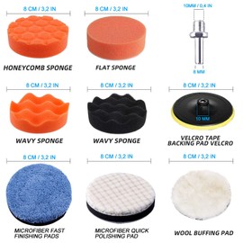Polishing Pads 38pcs, Car Polishing Pads for Drill, Sponge Wool Polishing Waxing Buffing Pads Kit for Auto Car Polishers, Car Polishing