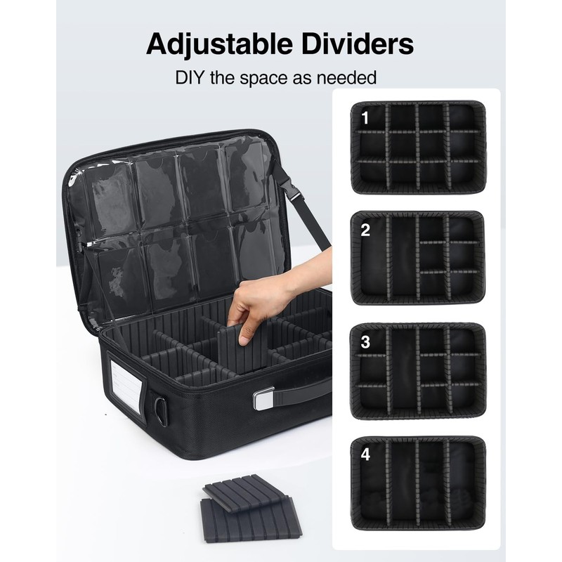 Luxtude Trading Card Storage Box w/Adjustable Dividers, Card Carrying Case