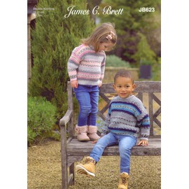 James C Brett JB623 Knitting Pattern Childrens Sweater in Fairground DK
