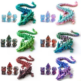 DND Dice Set (7 Pieces) and 3D Printed Dragon Egg (Purple)