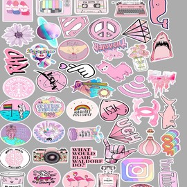 Euyuan Cute VSCO Stickers, 53PCS Cartoon Pink INS Style Vsco Stickers for Laptop,Skateboard, Luggage, Refrigerator, Notebook Laptop,Phone,Water Bottles etc