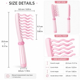 Wide Tooth Comb for Curly Hair, Dual Row Wave Teeth with Cleaning Claw - Rounded teeth, ABS body and cleaning claw for wet or dry use on curls, wavy, thick and textured hair