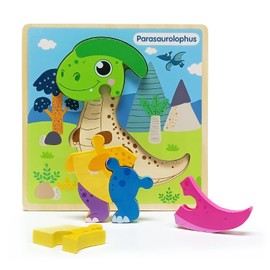 Wooden Jigsaw Puzzles for Toddlers, Dinosaur Animals Puzzles for Girls Boys 2 3 Year Old, Montessori Wooden Toys for Kids Gifts, Educational Toys Gifts（Parasaurolophus）