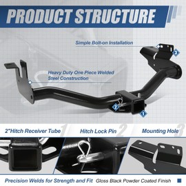 Auto Dynasty Class 3 Trailer Hitch, 2 Inch Receiver Compatible with 2005-2012 Ford Escape Mazda Tribute Mercury Mariner, Powdercoated Gloss Black