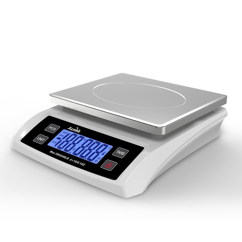 Digital Kitchen Scale 30KG/66LB, Stainless Bread Scale with LCD Display,