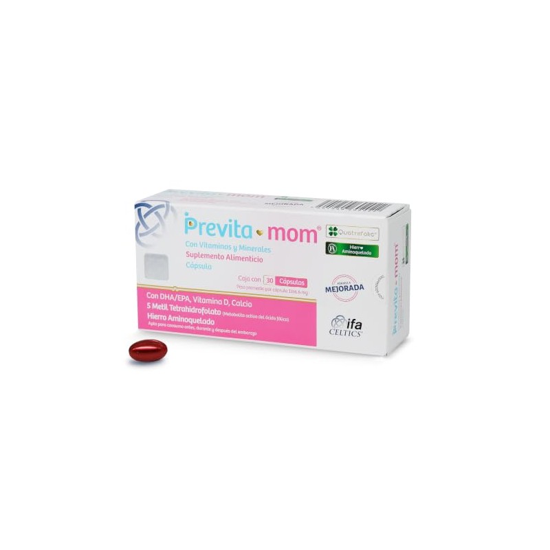 Previta-mom Suplemento Alimenticio caja con 30 Cápsulas