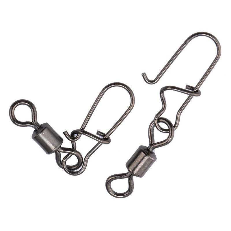 JSHANMEI ® 100pcs/pack Rolling Swivel with Interlock Snap Fishing Line