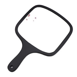 lasenersm 1 Piece Wooden Makeup Mirror Curved Edge Square Handheld Mirror with Handle Single Side Cosmetic Mirror Vanity Handheld Mirror Handheld Vanity Mirror, 7.5 x 11.4 Inches, Black