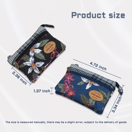 Energather Small Coin Pouch, Cotton Coin Bag Small Coin Purses for Women and Girls, Floral Pattern Coin Bags Small Pouch with Zipper Coin Holder for Change, Card, Receipt, Coin (red)