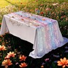 FuSenYuan Pink Sequin Table Runner 10Ft 1Pcs, Iridescent Table Runner