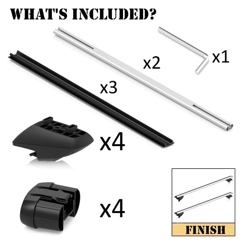 COWVIE 47 Inch Aluminum Roof Rack Cross Bars for Raised