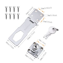 Keyed Hasp Locks Twist Knob Keyed Locking Hasp,Chrome Plated Hasp Lock with Keys,Door Lock Clasp w/Screws for Door Cabinet