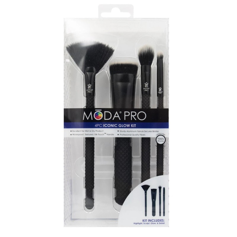 MODA PRO 4 PC ICONIC GLOW KIT BRUSH SET~ FREE